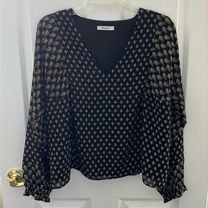Madewell V Neck Long Sleeve Blouse